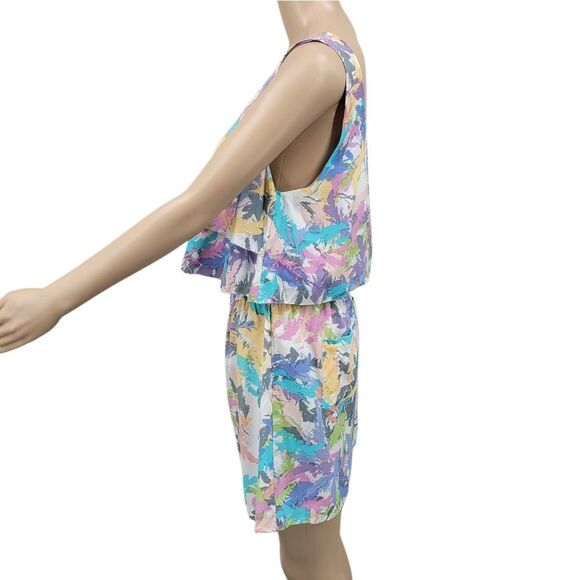 R 89 Silk Colorful Sleeveless Teired Flounce Shorts Romper - Picture 2 of 15